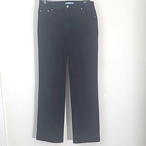 Kim Rogers jeans black stretch High waisted rise straight leg 6 Med Avg 90s styl